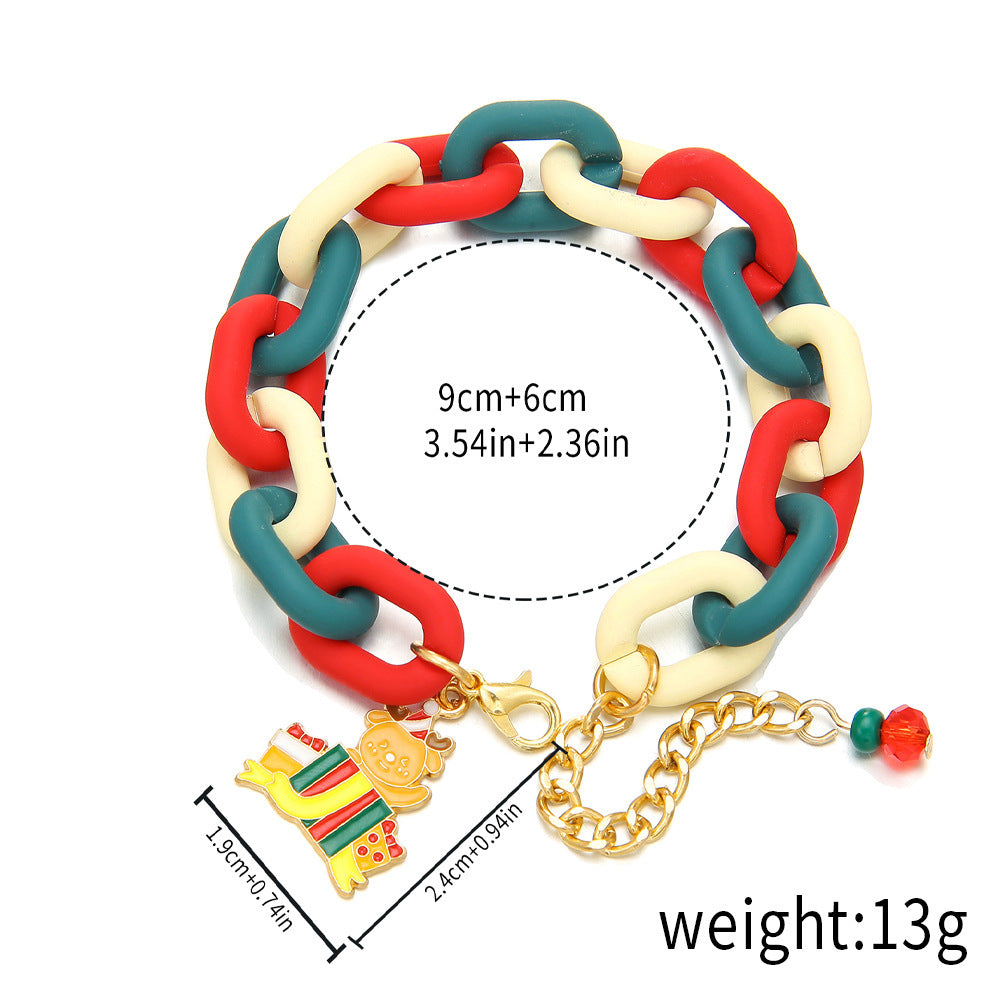 Creative Christmas Metal Chain Bracelet For Women Santa Claus Christmas Tree Snowflake Snowman Pearl Bangles Gift - CyberLLC