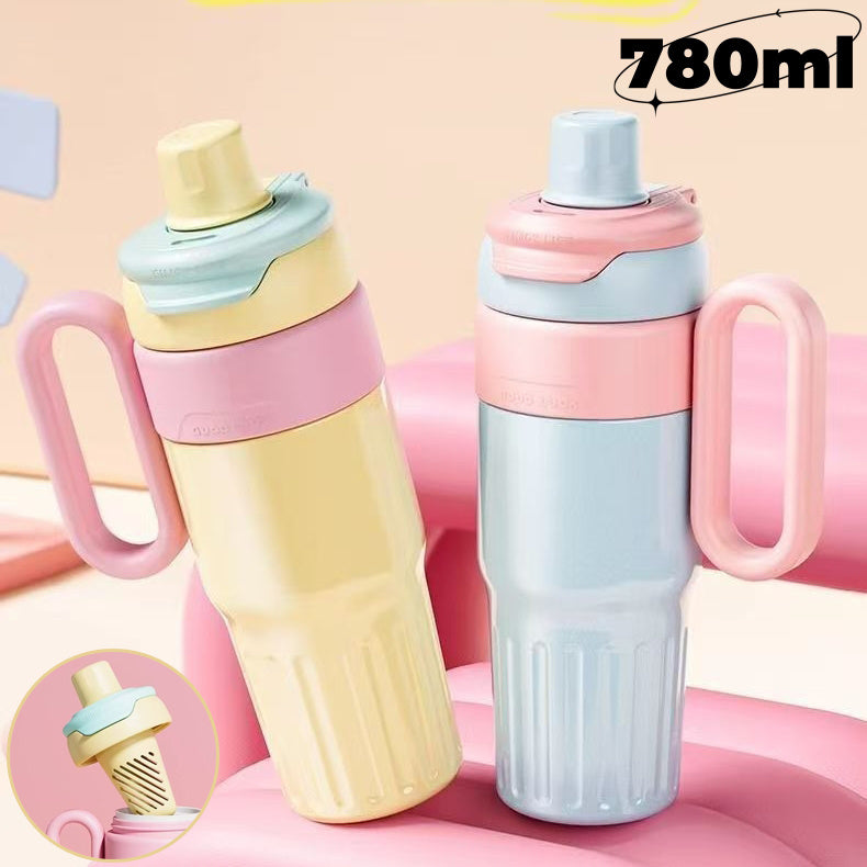 Large Gradient Thermal Tumbler Straw & Lid Steel Insulated Coffee Cup Hot Cold Travel Mug 780ml