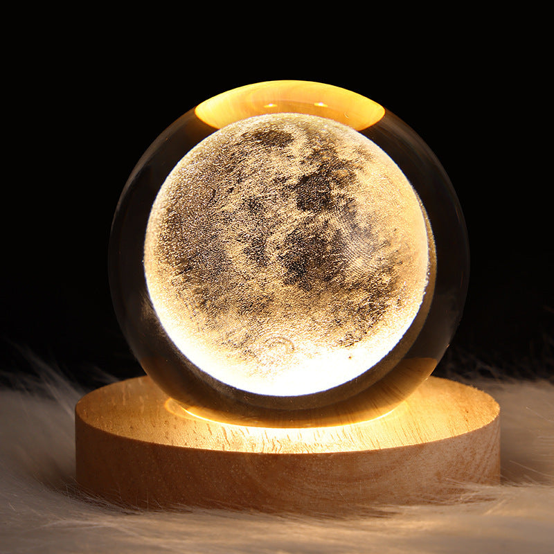 Luminous Starry Sky And Planets Moon Moon Crystal Ball Small Night Lamp Projection Ambience Light Creative Gift New Strange Gift - CyberLLC