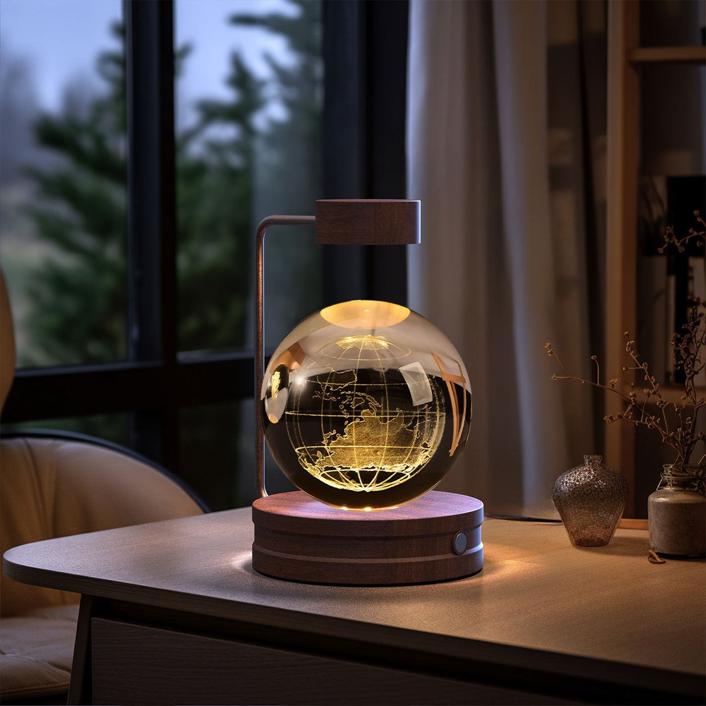 Crystal Ball Cosmic Dinosaur Indoor Night Light USB Power Warm Bedside Light Birthday Gift Night Lamp - CyberLLC