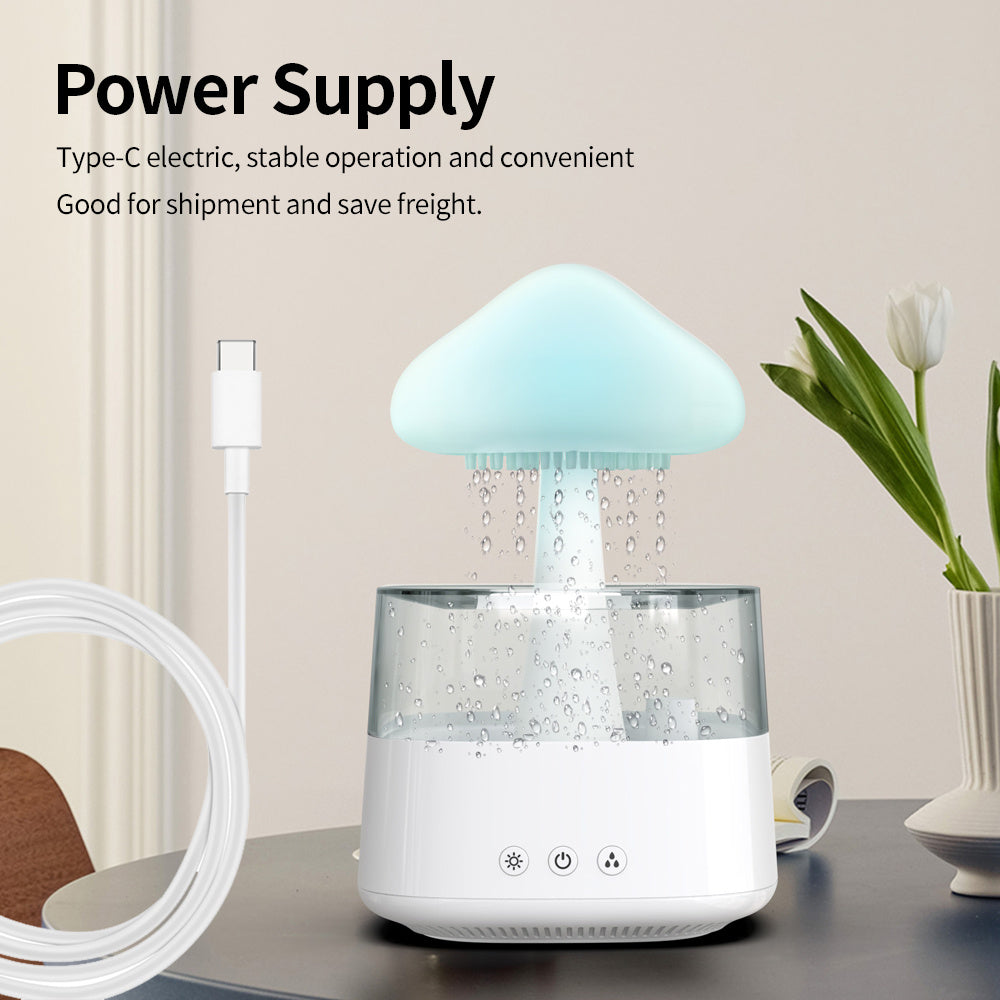 Soothing, Relaxing Rain Humidifier Mushroom, Rain Cloud, Water Drop Humidifier. - CyberLLC