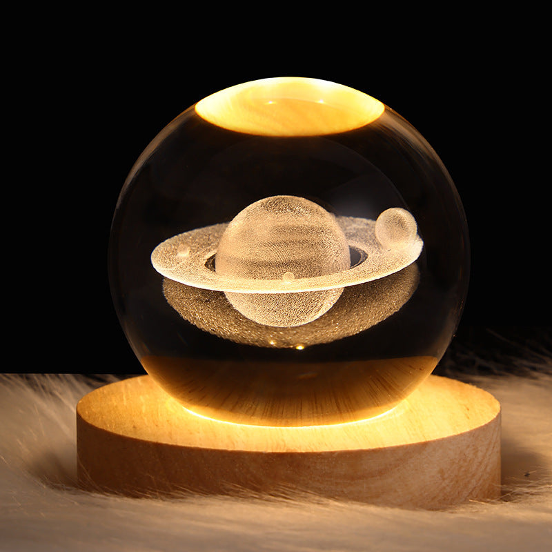 Luminous Starry Sky And Planets Moon Moon Crystal Ball Small Night Lamp Projection Ambience Light Creative Gift New Strange Gift - CyberLLC
