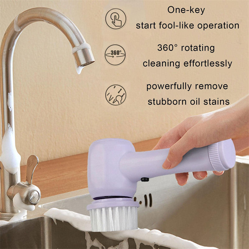 Electric Cleaning Brush 4 In 1 Spinning Scrubber Handheld Electric Cordless Cleaning Brush Portable - CyberLLC