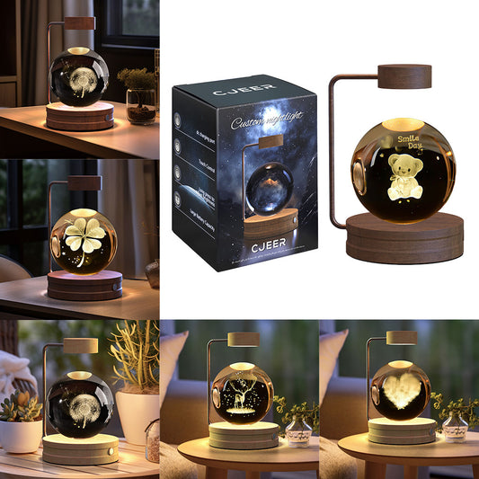 Crystal Ball Cosmic Dinosaur Indoor Night Light USB Power Warm Bedside Light Birthday Gift Night Lamp - CyberLLC