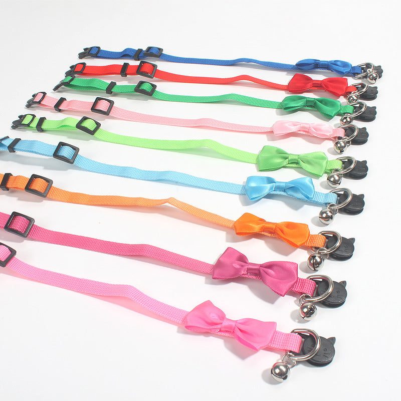 New Comfy, Pet Bow Collar Nylon Ribbon Multi-color Adjustable With Bell Pet Decorations - CyberLLC
