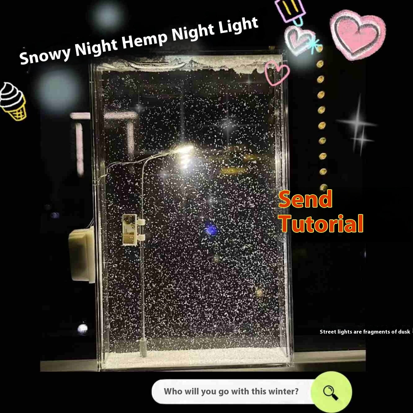 Handmade Magic Snowy Landscape Night Light, DIY Christmas Street Lamp with Flowing Snow Effect for Cozy Desktop Holiday Decor - CyberLLC