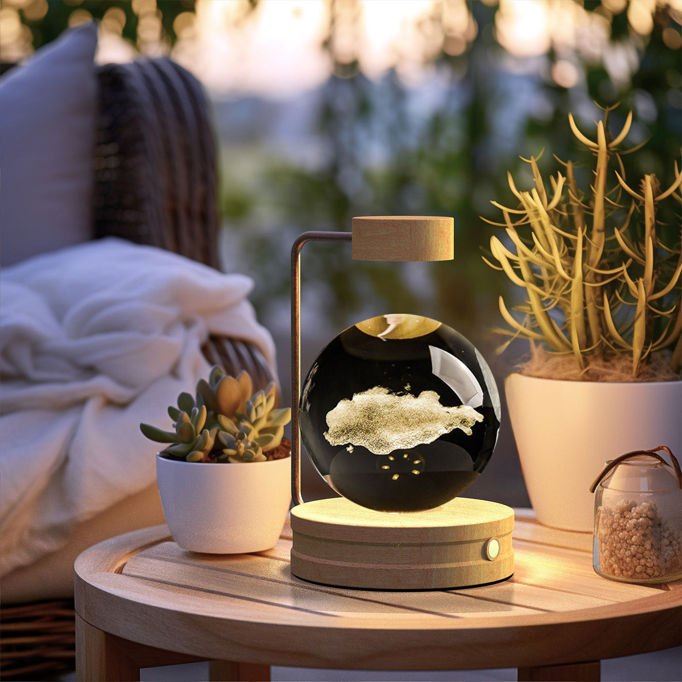 Crystal Ball Cosmic Dinosaur Indoor Night Light USB Power Warm Bedside Light Birthday Gift Night Lamp - CyberLLC