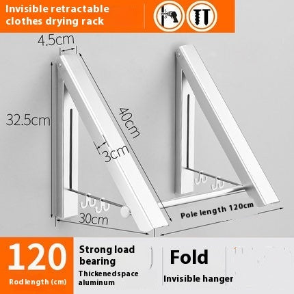 Foldable Invisible Folding Retractable Wall Hanger Punch Free Space Aluminum Waterproof Clothes Hanger