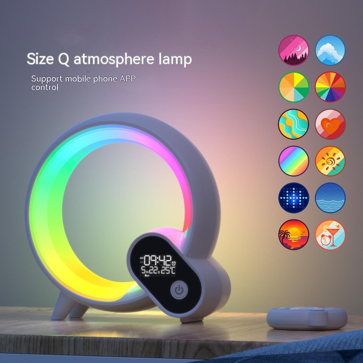 Creative Q Light Analog Sunrise Digital Display Alarm Clock Bluetooth Audio Intelligent Wake-up Q Colorful Atmosphere Light - CyberLLC