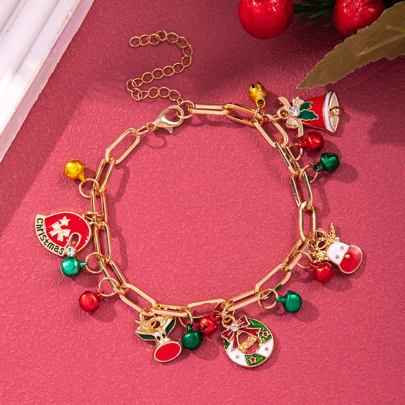 Creative Christmas Metal Chain Bracelet For Women Santa Claus Christmas Tree Snowflake Snowman Pearl Bangles Gift - CyberLLC