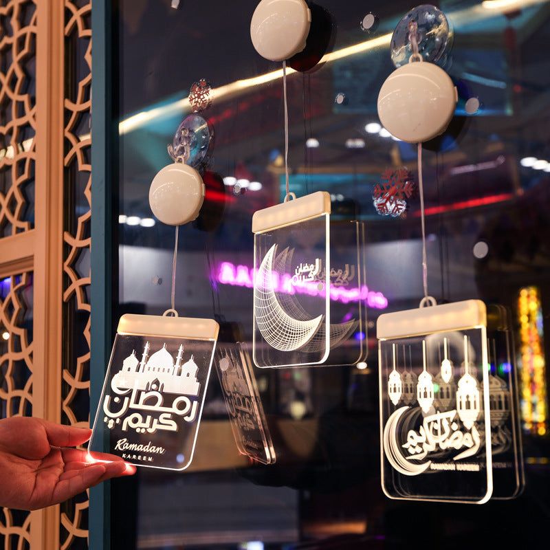 LED Ramadan 3D Hanging Lamp Castle & Moon Design Kerosene Light for Eid & Home Decor