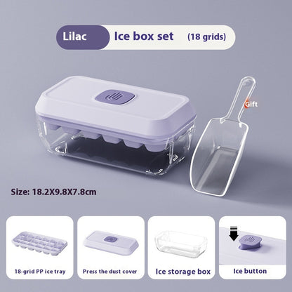 Ice Cube Tray 32 Grid Silicone Mould With Lid Shovel Storage Box Remove With One Click Ice Maker Summer Kitchen Gadget