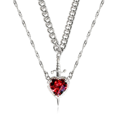 Heart And Sword Necklace Set Gold Color Stainless Steel Crystal New Necklaces