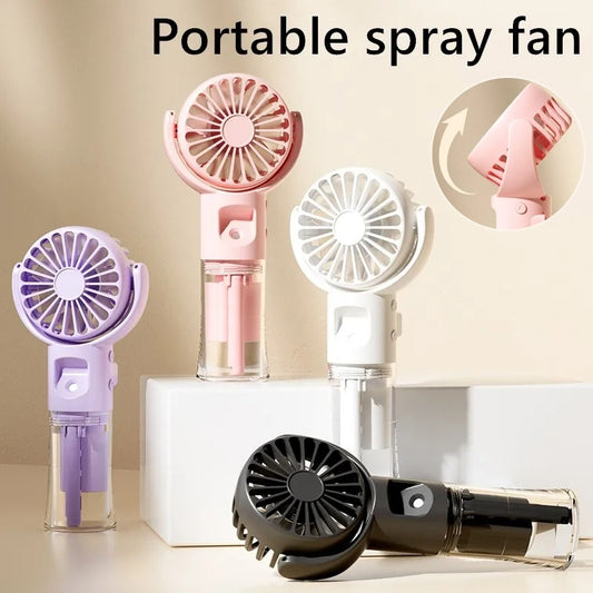 Portable Handheld Spray Fan 4-Speed Water Spray Mist Fan Summer Cooling Artifact USB Charging Summer Supplies Outdoor Mini Fan - CyberLLC