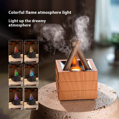 Flame Effect Aromatherapy Humidifier USB Essential Oil Diffuser with Heavy Mist 7-Color LED Flame Light for Home & Office