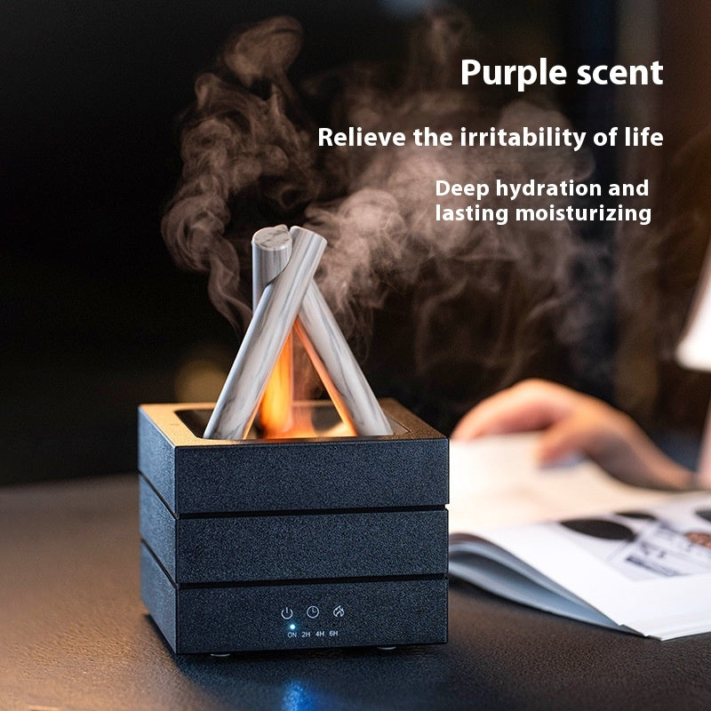 Flame Effect Aromatherapy Humidifier USB Essential Oil Diffuser with Heavy Mist 7-Color LED Flame Light for Home & Office