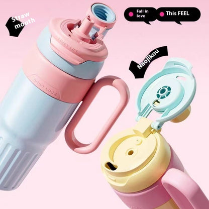 Large Gradient Thermal Tumbler Straw & Lid Steel Insulated Coffee Cup Hot Cold Travel Mug 780ml