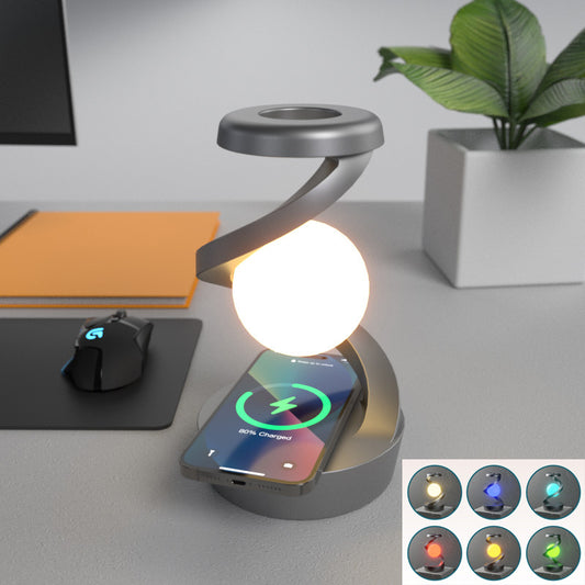 Rotating Moon Desk Lamp With Phone Wireless Charging Sensor Control Table Lamps Decorative Desktop Lamp Small Night Lamp Home Decor - CyberLLC